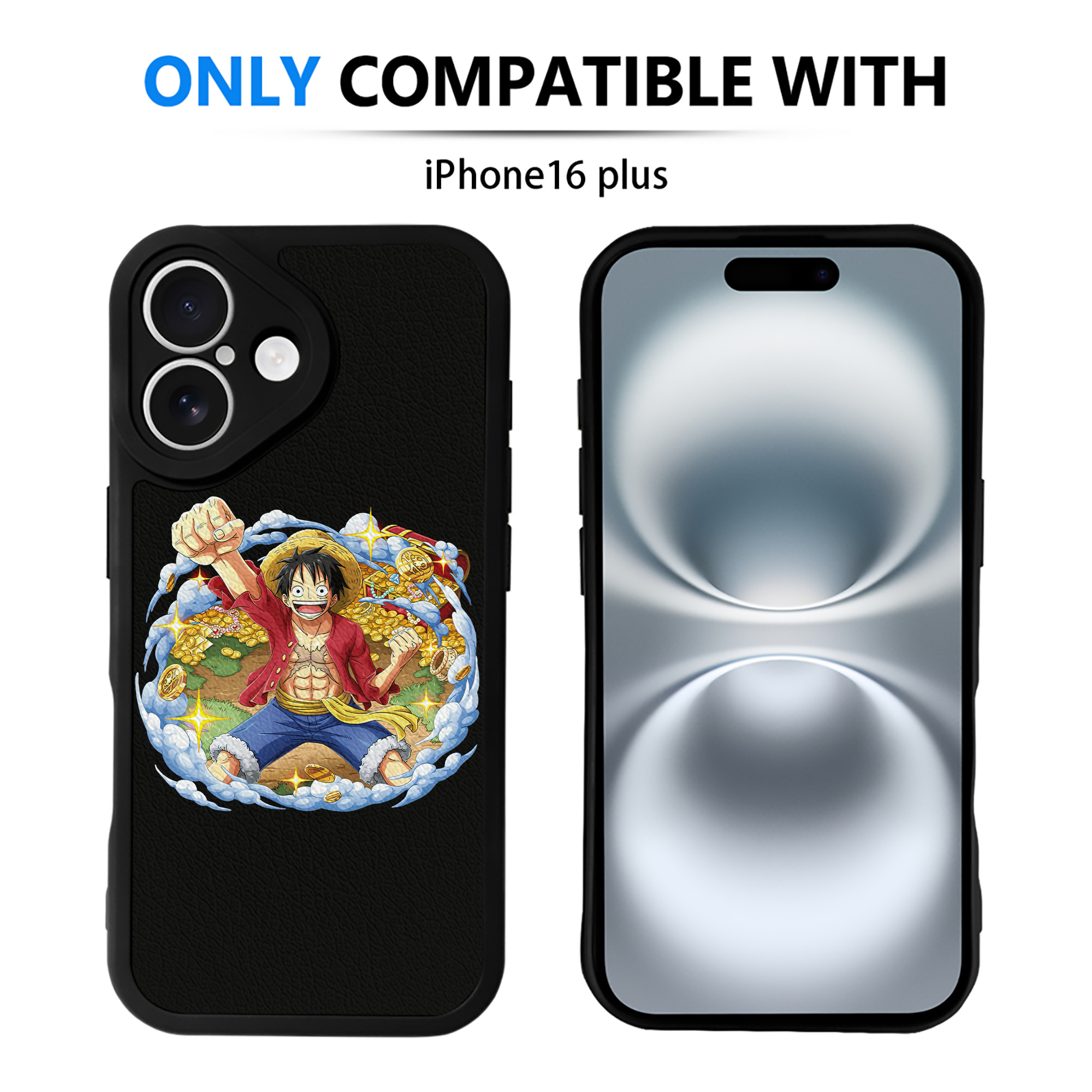 （画像用） ワンピース モンキー・D・ルフィ ONE PIECE Monkey D. Luffy 【iPhone 16シリーズ対応】シリコンスマホケース（レザー調） 材質：シリコン